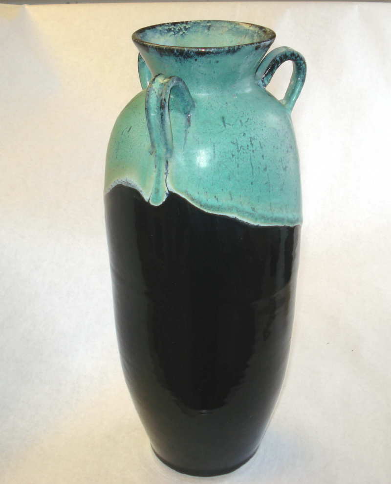 Glazed urn - Weathered Bronze over black glaze