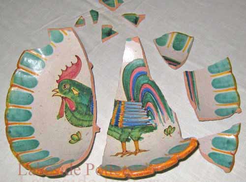 Broken ceramic bowl - multiple fragments