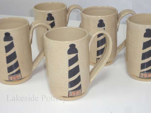 Custom clay commision - light house mugs