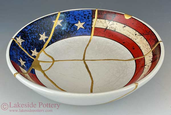 Kintsugi American flag bowl