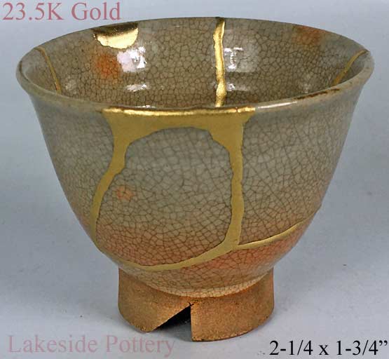 Crackle wood fired Kintsugi sake cup