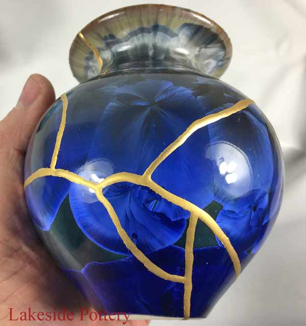 Crystalline Cobalt blue vase