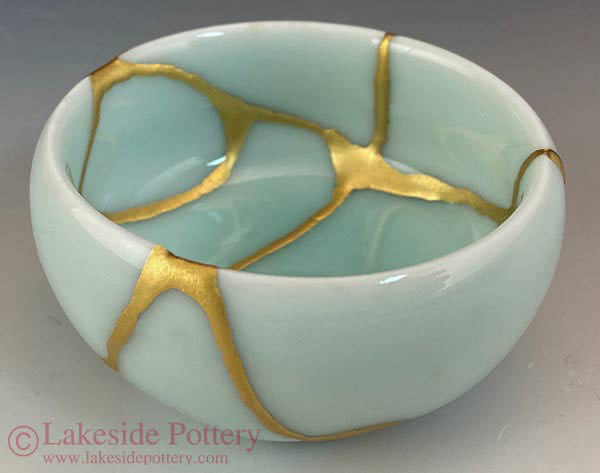 Turquoise gold Kintsugi bowl 