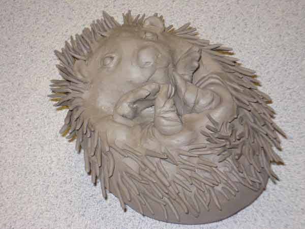 clay hedgehog pinchpot