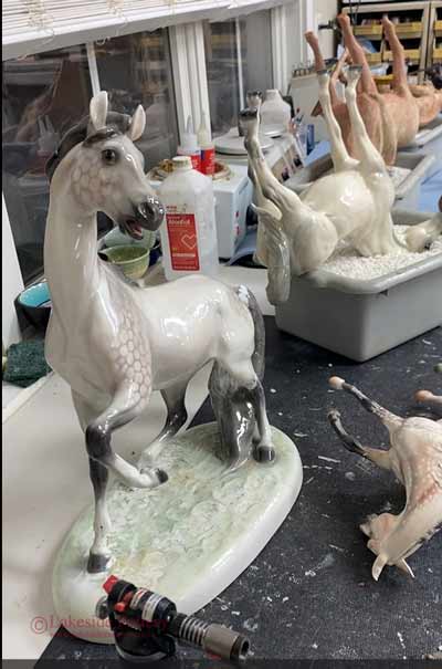 Several ceramic horses work in progress