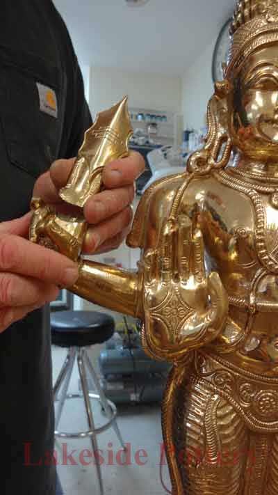 solid brass Indian holy temple statue repair - Morty Bachar