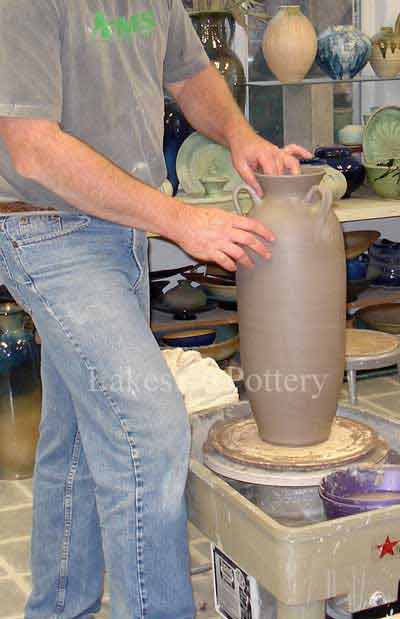 Morty Bachar pottery wheel throwing tall vase