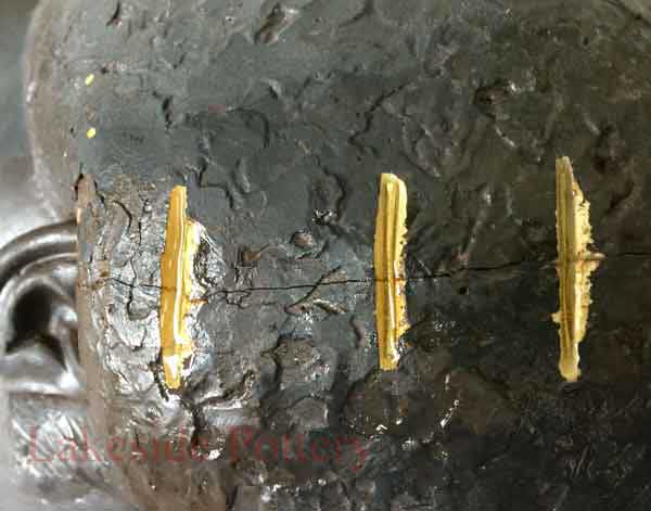 brass pegs epoxied