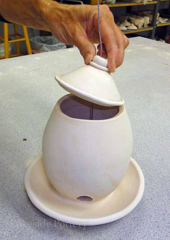 stoneware hand built birdfeeder project