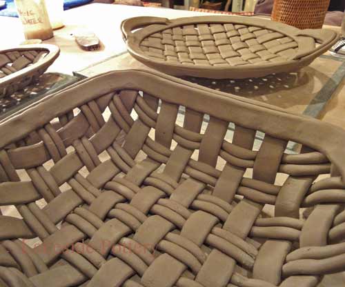 weaving baskets with extruded clay
