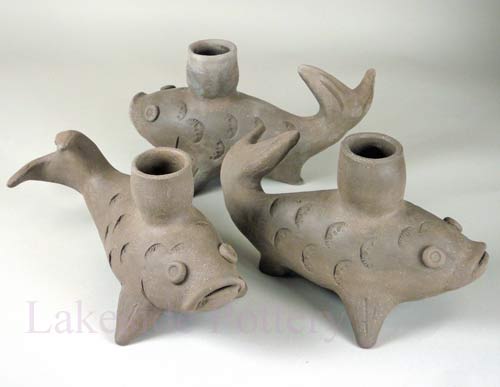 Fish clay candle holders