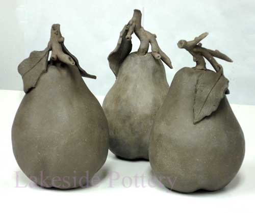 Hand sculpted clay pears project