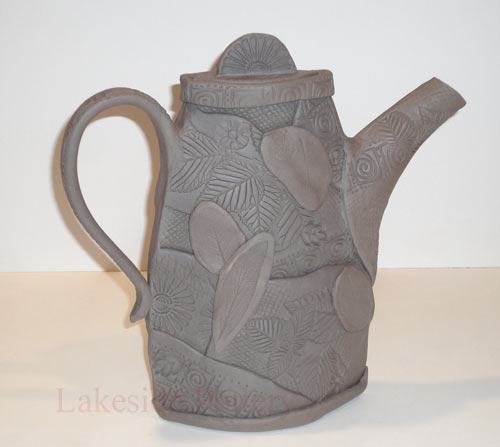 Slab quilting textured clay patch work teapot