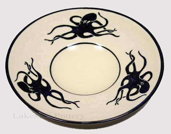 sgraffito octopus bowl