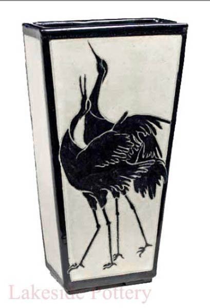 Sgraffito  crane vase