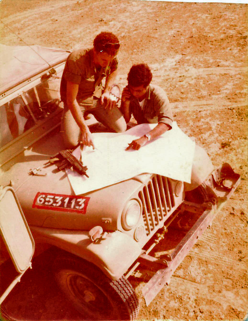 Morty Bachar on an IDF military jeep in the Sinai Desert