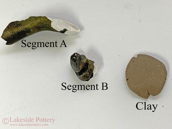 Small pieces do not hold well on the resin pellets. This example shows how we use clay to position the segments on clay