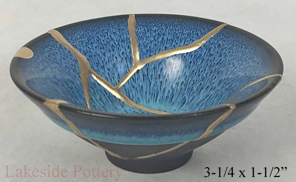 Kintsugi japanese small blue bowl