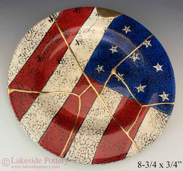 American flag Kintsugi plate