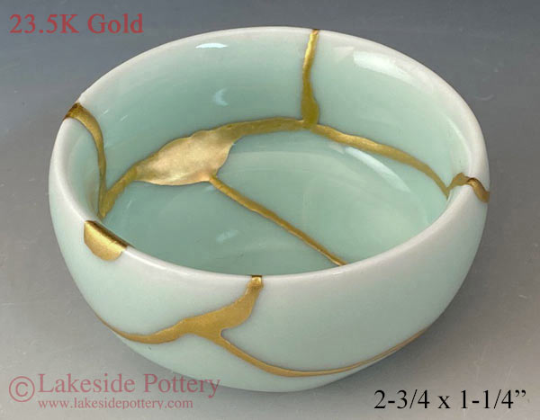 Japanese turquoise gold Kintsugi bowl