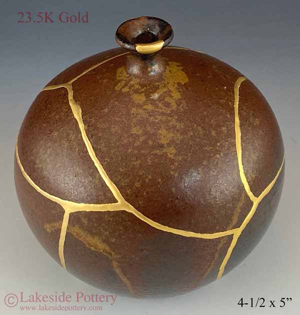 Wood fired Kintsugi vase - Handmade