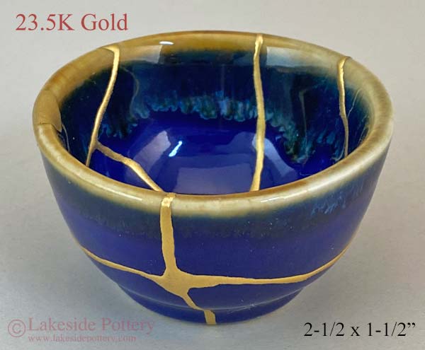 Cobalt blue Gold Kintsugi bowl