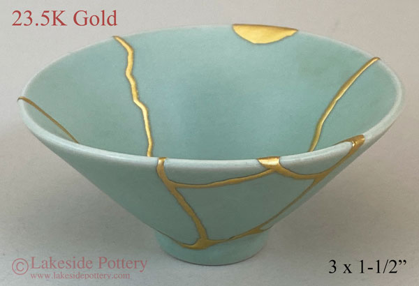 Celadon Japanese gold Kintsugi bowl