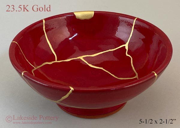 Ben Owen red gold Kintsugi bowl