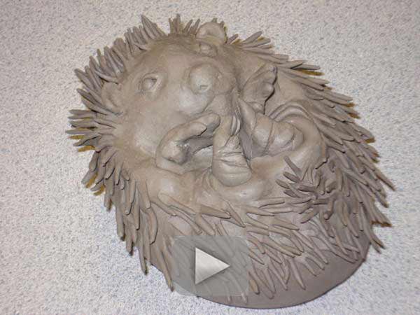 making a hedghog from clay