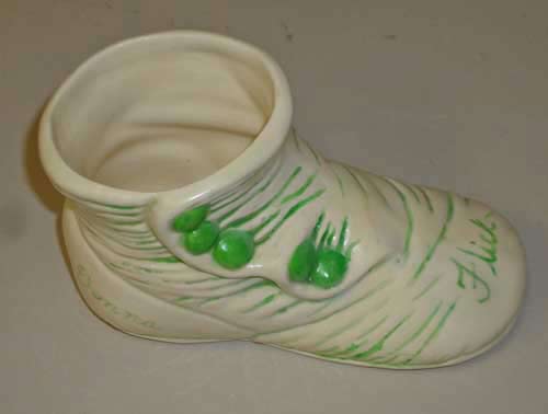 restored ceramic baby shoe