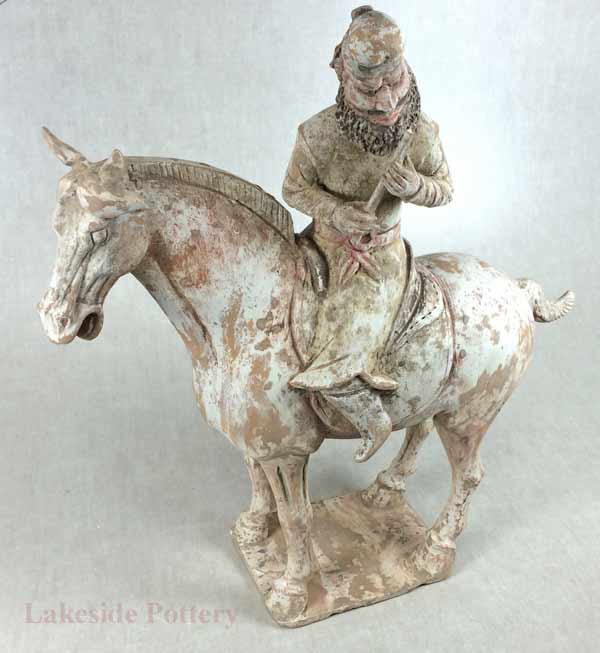Terra Cotta Chinese Tang horse and rider restored