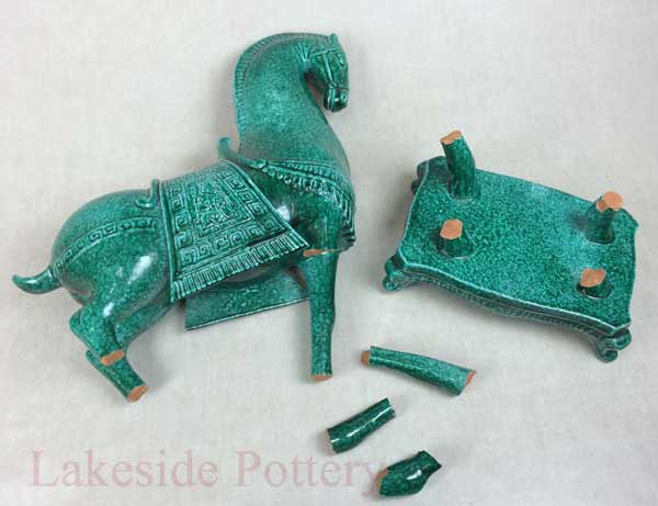 Tang chinese terracotta horse - green glaze