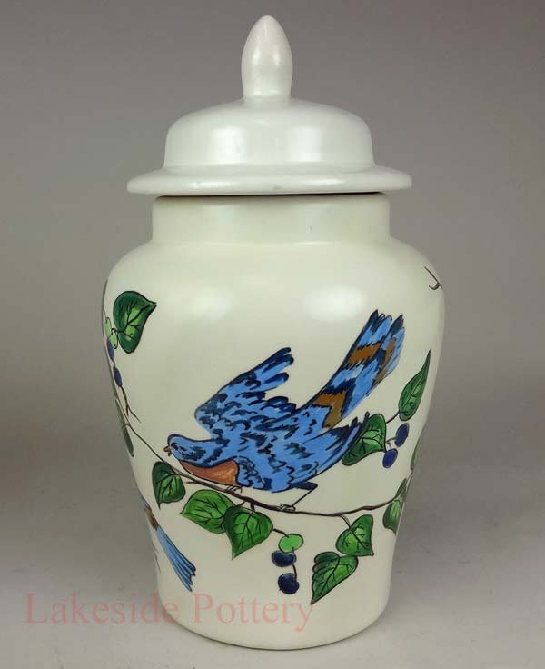 restored  hand painted jar