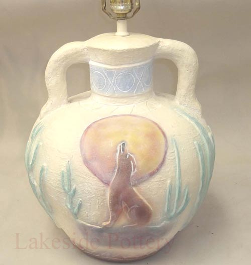 Southwestern Indian Maiden Motif plaster lamp repaired and restored