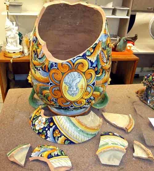 broken very large italian terra cotta vase