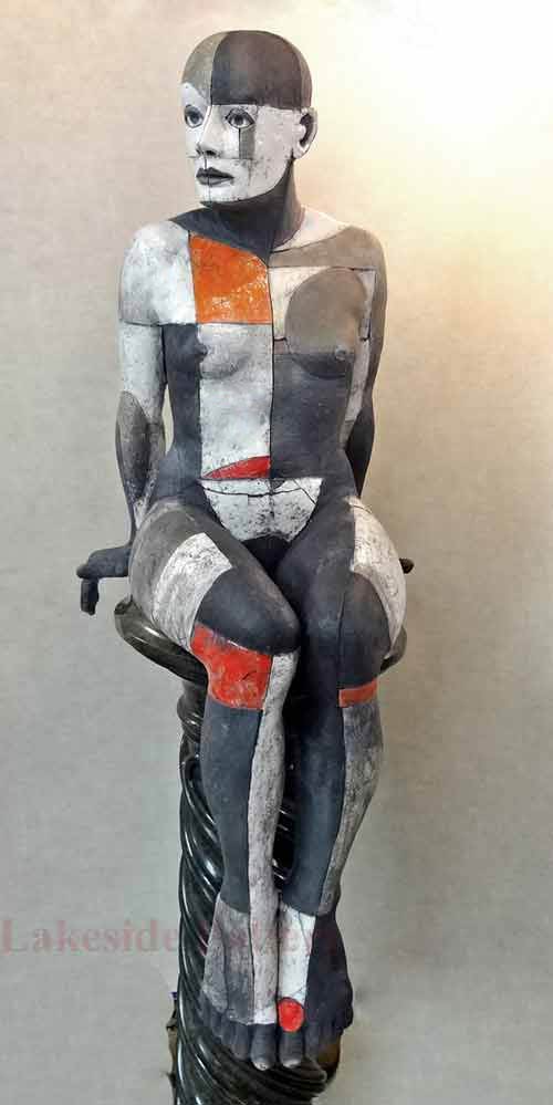 woman sculpture- - ceramic raku all restored