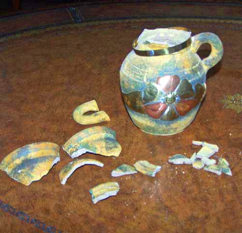 broken multimedia sedona terra cotta vase - broken