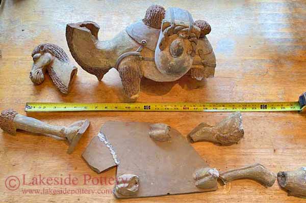 Broken Tang Dynasty Terracotta Bactrian Camel with missing legs