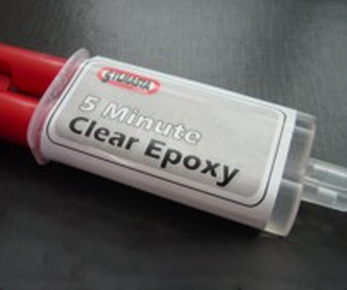 We chose quick cure two parts clear epoxy