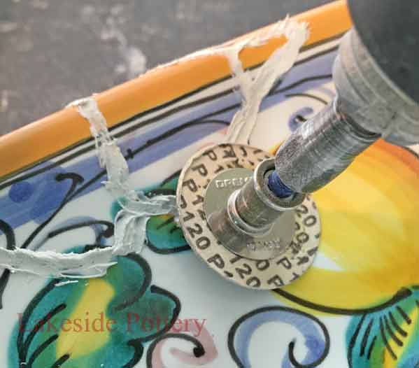 Use Dremel EZ lock sanding disc 120 grit